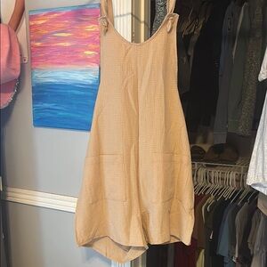 Tan Sleeveless Romper with Pockets